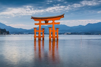 Picture of Itsukushima Shrine located on Miyajima Island in the Seibu region